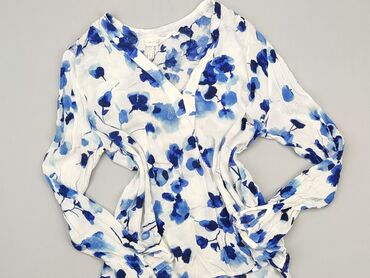 białe bluzki z niebieskim haftem: Блуза жіноча, H&M, S, стан - Дуже гарний