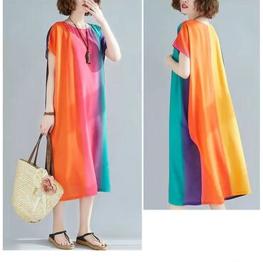 Повседневные платья: Платье Оверсайз подойдёт от 48 до 52, очень яркое,лёгкое и удобное