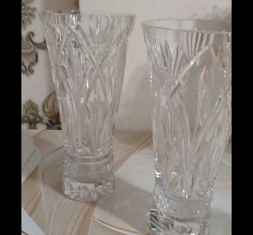 ваза стеклянная прозрачная высокая без узора: Cutu 30 m.Xrustal evden satilir