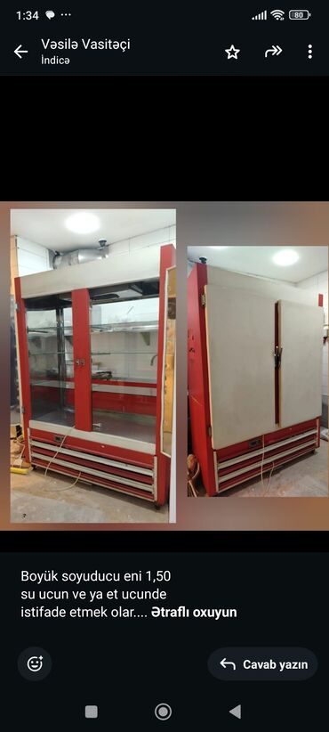 Dərin dondurucular: Boyük soyuducu eni 1,50 su ucun ve ya et ucunde istifade etmek olar