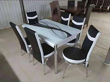 Setovi stolova i stolica: Trpezarijski set – sto sa staklenom pločom i 6 stolica - Dizajn — 11