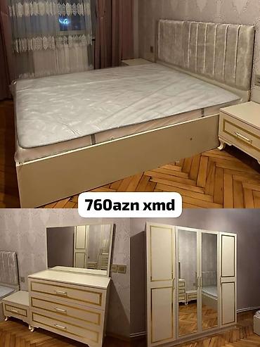 tumbalar: Yataq otağı dəsti - Rəng: krem-ağ, qızılı dekor xətləri ilə - — 1