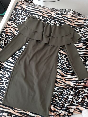 haljine sa ruzama: S (EU 36), color - Khaki, Evening, Other sleeves
