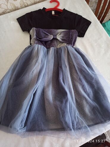 джинсовая сарафан платье: Детское платье, цвет - Голубой, Б/у