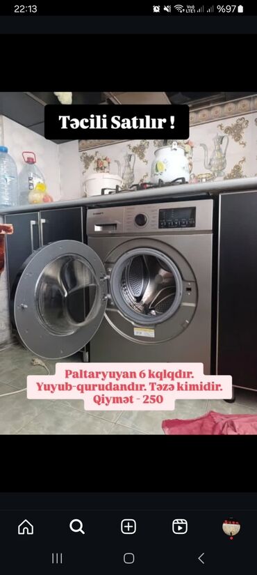 Zərərvericilərə qarşı mübarizə aparatları: Paltaryuyan maşın 6 kq, İşlənmiş, Avtomat, Qurutma var, Kredit yoxdur, Ünvandan götürmə