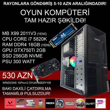 Masaüstü kompüterlər və iş stansiyaları: Oyun üçün Kompüter "DDR4 Core i7 5820K GTX750Ti 2GB 256GB NVME” ⭐Tək — 1