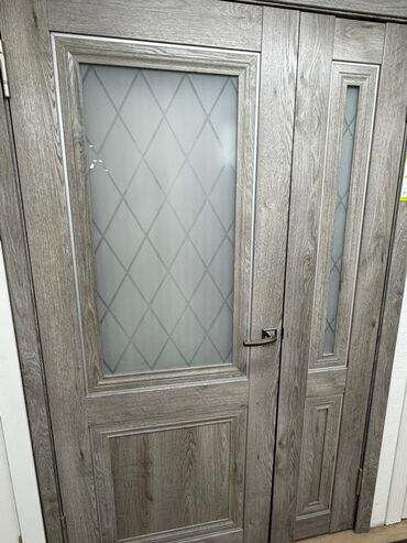 буу терезе эшик: Межкомнатная дверь со стеклом, Двустворчатая, цвет - Серый