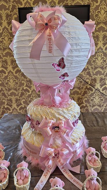 xeste usaq sekilleri: Qız uşağı üçün tematik hədiyyə və bəzək dəsti - Pampers tortları: Bir — 1