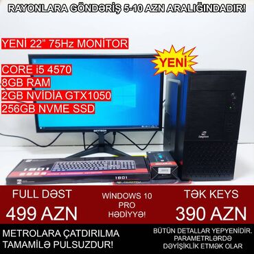 Masaüstü kompüterlər və iş stansiyaları: Oyun üçün Kompüter "Legion Core i5 4570 GTX1050 2GB 256GB NVME” ⭐Tək — 3