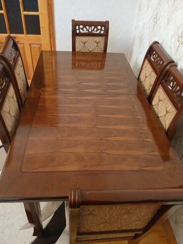Künc masa, 6 stul, Açılan masa, Qonaq otağı üçün, Azərbaycan