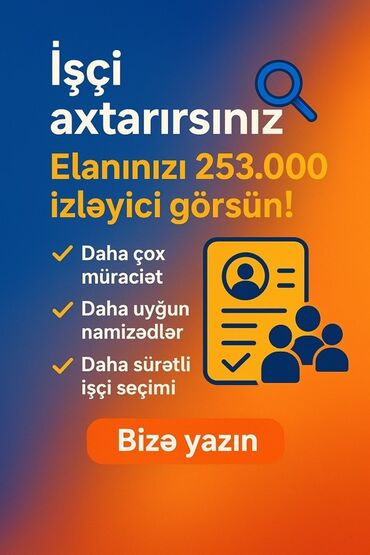 шоу мыльных пузырей: Xidmət: JOBERA – vakansiya paylaşımı və işçi seçimi üçün reklam yayımı