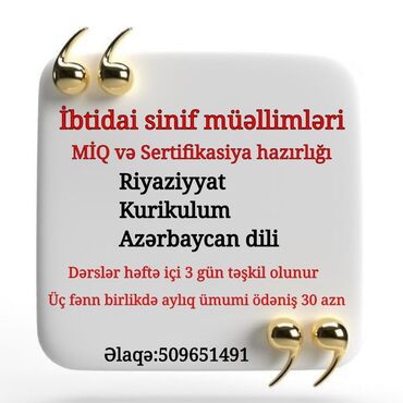 ev təmiri qiymətləri 2022: İbtidai sinif müəllimləri üçün MİQ və Sertifikasiya hazırlığı keçirəm