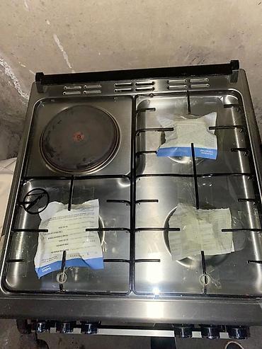 Печи, плиты: Плита комбинированная Beko, свободностоящая, нержавеющая сталь/черное — 8