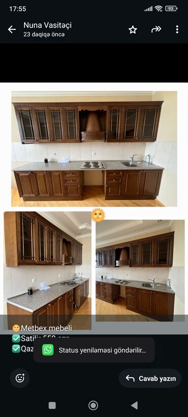 metbex masaları: 🌞Metbex mebeli ✅Satilir 550 azn ✅Qaz ve moyka daxil ✅Olcusu 3,45 sm