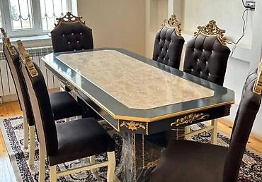 carpayı divan: Qonaq otağı üçün, Yeni, Açılmayan, Dördbucaq masa, 6 stul — 1