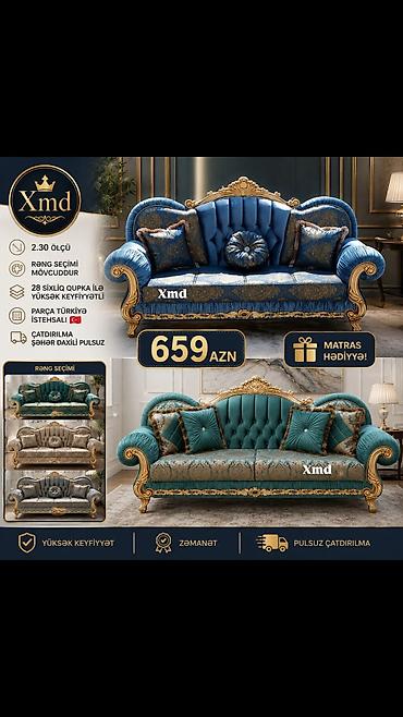 Divanlar: Klassik dizaynlı 3 nəfərlik divan – 2.30 m ölçü. - Rəng seçimi — 1