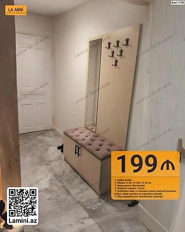 Dolablar: Dəhliz Dolabı – Kod: 1728 - Ölçülər: D 40 × H 200 × E 90 sm - Rəng — 1