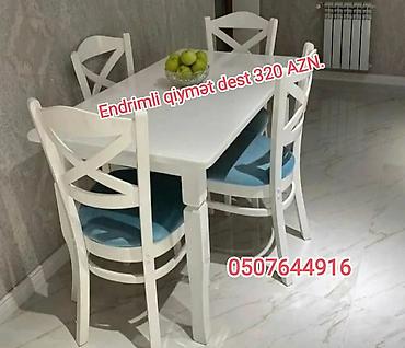 gence stol: Mətbəx üçün, Yeni, Açılmayan, Dördbucaq masa, 4 stul — 2