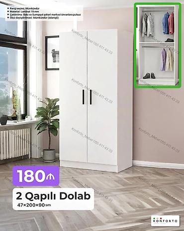 Ev və bağ: 2 qapılı geyim dolabı - Ölçü: 47×200×90 sm - Material: 18 mm laminat — 1