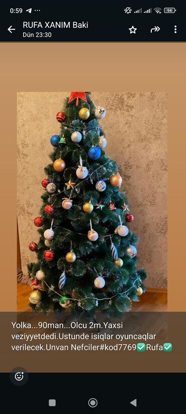 kilo ver чай: - Yeni il yolkası - Hündürlük: 2 metr - Komplektasiya: üzərində