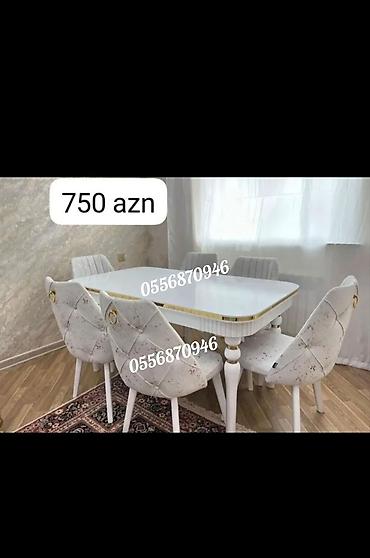 radius: Qonaq otağı üçün, Yeni, Açılmayan, Dördbucaq masa, 6 stul — 6