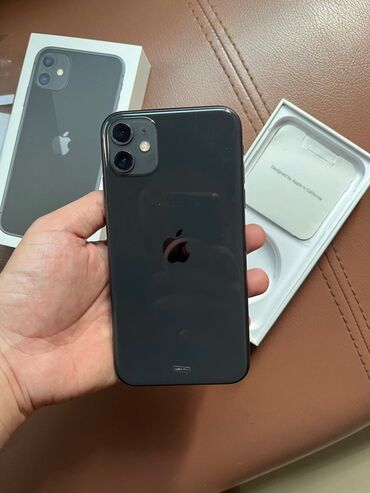 Apple iPhone: IPhone 11, 128 GB, Qara, Zəmanət, Face ID, Sənədlərlə