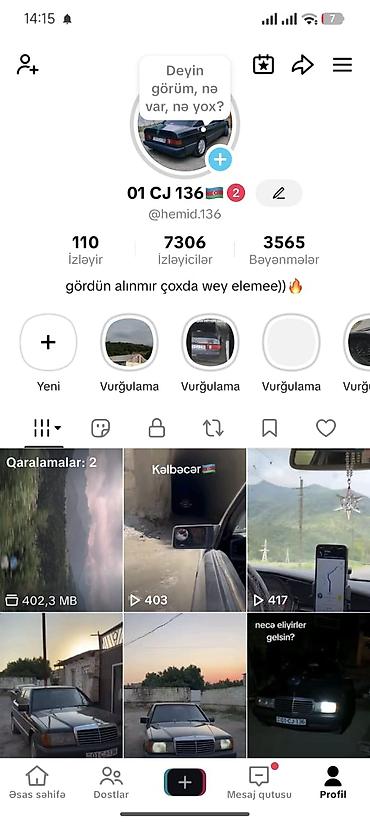 mercedes sekilleri: TikTok profili və TikTok Studio hesabı satılır. Profil: - İstifadəçi — 1