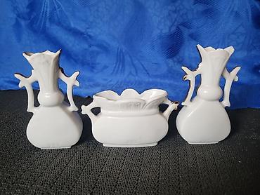 Kuhinjski setovi: Trodelni nov porcelanski dekorativni set 1920g+. Trodelni set — 13