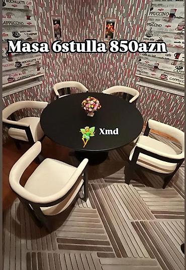 metbext stol stul: Mətbəx üçün, Yeni, Açılmayan, Yumru masa, 6 stul — 1