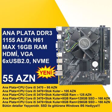 processor core i7: Ana Platası Ana Plata "DDR3 LGA 1155 Alfa H61 Bundle", Yeni