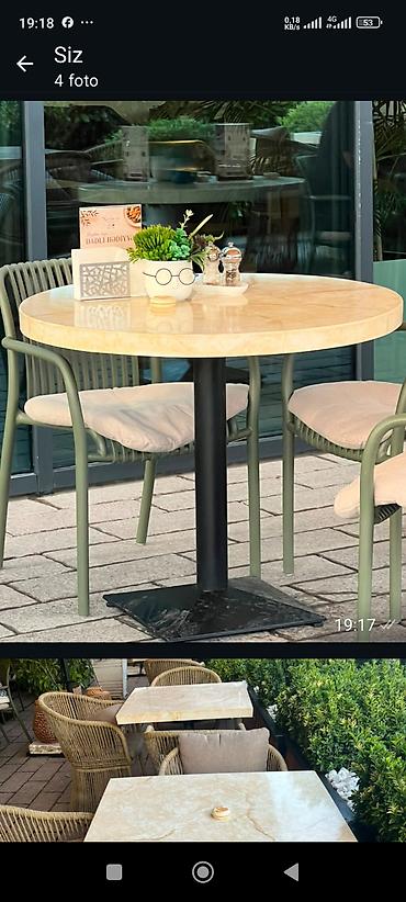 heyet stulu: Balkon masası, Yeni, Açılmayan, Mərmər, Dördbucaq masa — 3