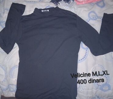 Majice dugačkih rukava: M (EU 38), L (EU 40), XL (EU 42), Pamuk, Jednobojni, bоја - Crna