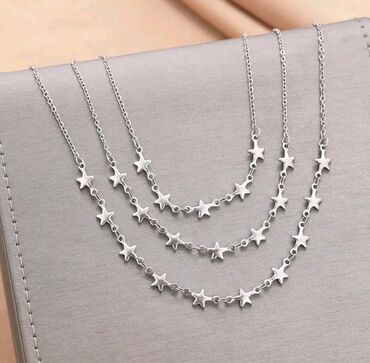 srebrni nakit kompleti: Predivna ogrlica sa puno zvezdica od hiruskog celika