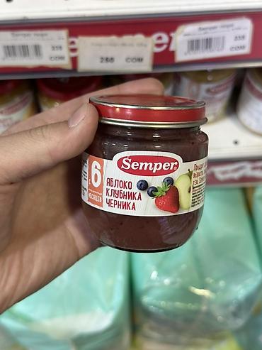 детское пюре: Детское пюре Semper “Яблоко, клубника, черника”. - Возраст: с 6 — 1