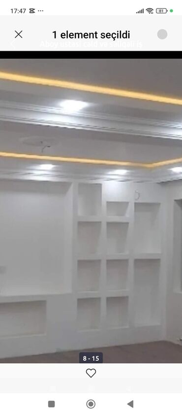 Plitə işləri: Aboy ustası divar kağızları ustası malyar işləri görürük iş gözəl ve