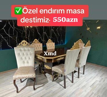 Masa və oturacaq dəstləri: 📝 Tumbali masa desti 📝Stullar meşe ağacı 📝Masa 1*2olcu 📝Masa mdf