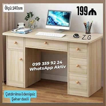 ofis masa: Düz masa, Stulsuz, Polkalı, Siyirməli, Teksturalı laminat — 1