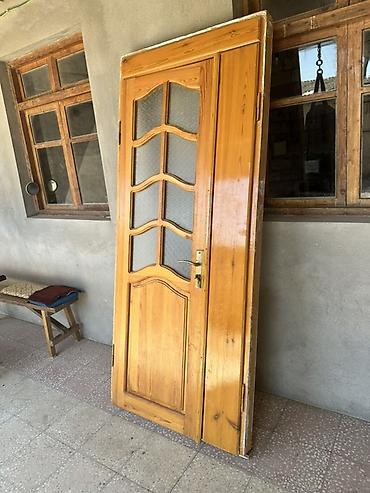Ремонт и строительство: Taxta otaq qapısı – şüşəli model - Material: təbii ağac (şpon deyil) — 3