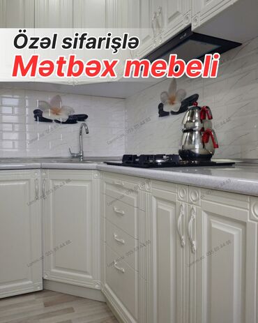 мебель для кухни: Özəl sifarişlə hazırlanmış mətbəx mebeli - Klassik üslubda ağ rəngli