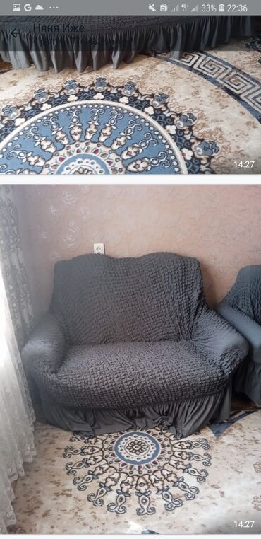диван советский: Прямой диван, цвет - Зеленый, Б/у