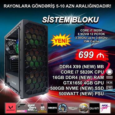 Masaüstü kompüterlər və iş stansiyaları: Sistem Bloku "Revenge DDR4 Gaming Core i7 5820K GTX1650” ⭐Tək Sistem