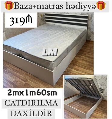 krovatlar: Двуспальная кровать, С подъемным механизмом, Бесплатный матрас
