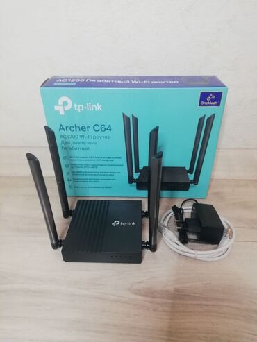 Модемы и сетевое оборудование: Гигабитный 2-диап. AC1200 мощный WiFi роутер TP-Link Archer C64