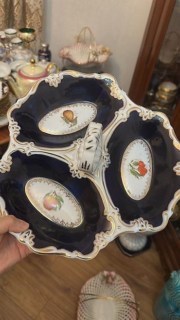 Porcelain meyvə/şirniyyat qabı – 3 bölməli, tutacaqlı - Material