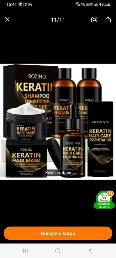 Nega kose: Set za negu kose marke Rozino, obogaćen keratinom, dizajniran za — 1