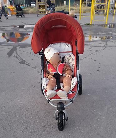 детские коляска: Детская прогулочная коляска BABY 1st красного цвета. Трехколесная — 2