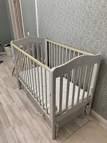 Манеж-кровать, Б/у, С комодом, Дерево at lalafo.kg Манеж-кровать, Б/у, С комодом, Дерево