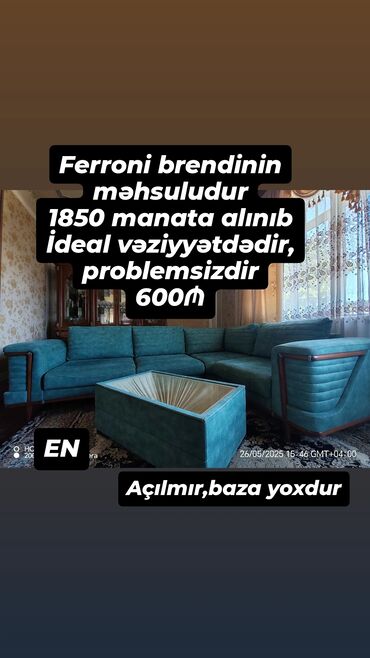 kafe divanı: Künc divan, İşlənmiş, Açılmayan, Bazasız, Ödənişli çatdırılma