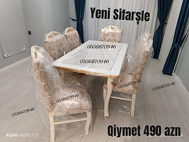 ders masa: Qonaq otağı üçün, Yeni, Açılmayan, Oval masa, 6 stul — 8