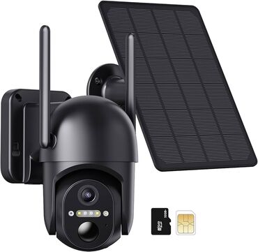 izləmə kamerası: Kamera 4G sim kartli SOLAR 360° smart kamera 3MP Full HD 64gb yaddaş